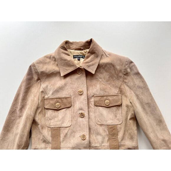 Vintage 00's ROLF SCHULTE Tan Suede Leather Safari Jacket, Size 44/XL - Picture 6 of 16